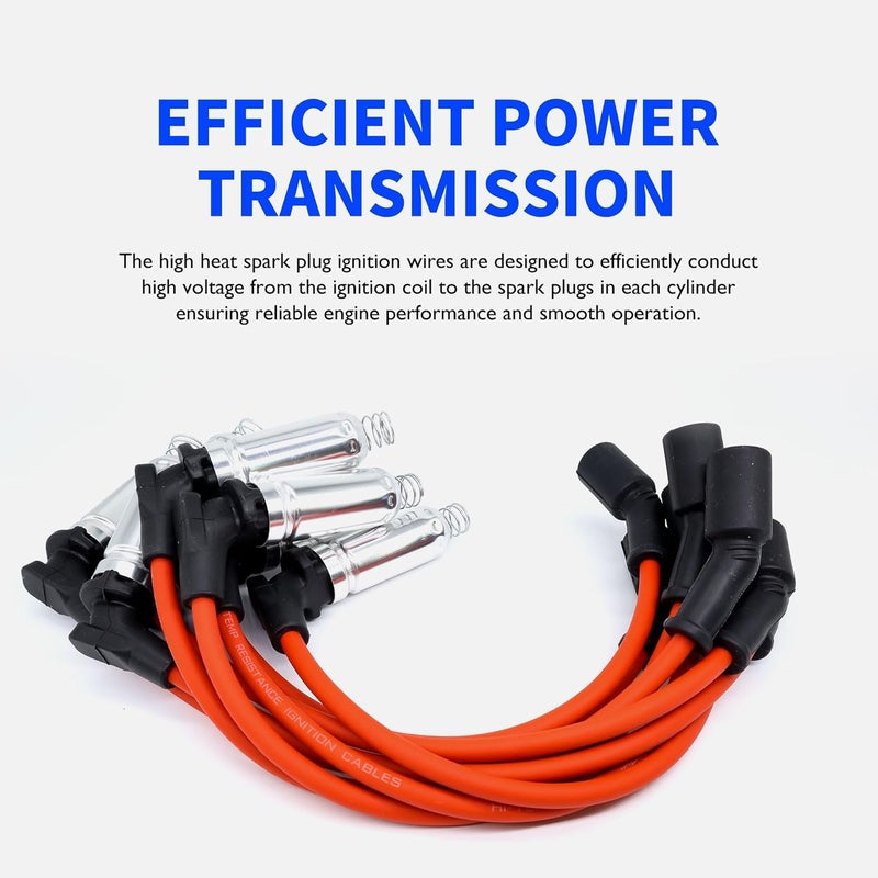 OXCANO 48322R High Performance Spark Plug Ignition Wire Compatible with Cadillac Escalade Chevrolet Avalanche 1500 Silverado 1500 2500 3500 GMC Sierra 1500 2500 3500 Yukon Yukon XL 1500 2500 Hummer H2 - Image 4